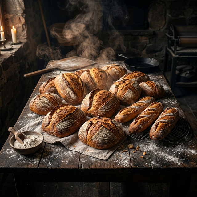 Panes artesanales dorados